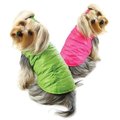 Klippo Pet KlippoPet KJK059SZ Reversible Parka Vest With Ruffle Trims - Lime & Pink; Small KJK059SZ
